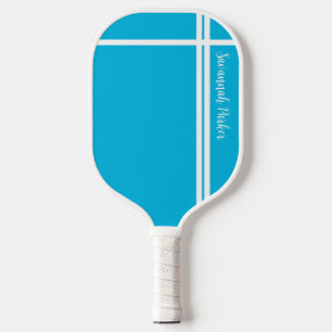 Raquette De Pickleball Ciel bleu moderne Grandes Blancs et Nom personnali