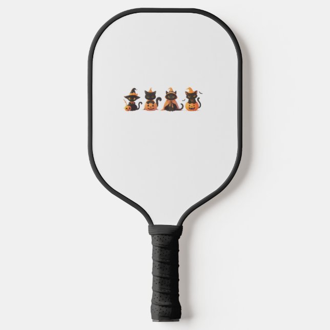 Raquette De Pickleball Citrouille de chat noir (Recto)