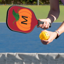 Raquette De Pickleball Citrouille orange Monogramme noir rouge profond