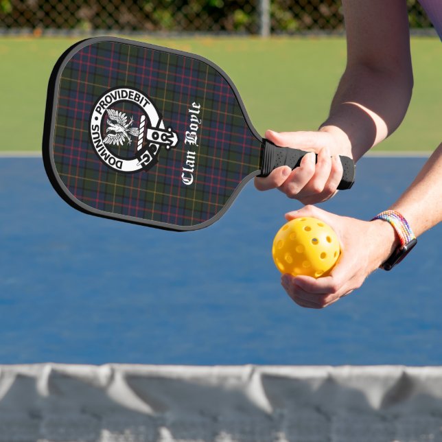 Raquette De Pickleball Clan Boyle Crest Badge & Tartan (Insitu)