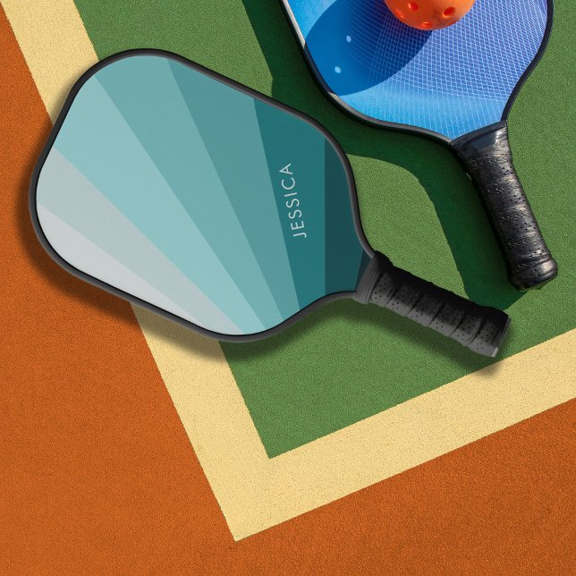 Raquette De Pickleball Classic Minimal Pastel Blue Retro Stripes Motif (Créateur téléchargé)