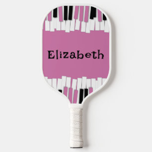 Raquette De Pickleball Clés de piano rose et noir modernes personnalisées