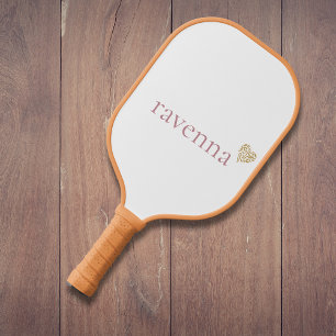 Raquette De Pickleball Cœur de léopard doré avec nom personnalisé Rose Po