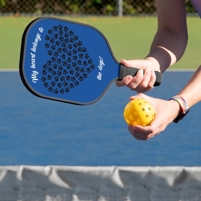 Raquette De Pickleball Coeur des Empreintes de pattes noirs double face b (Insitu)