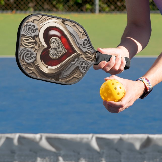 Raquette De Pickleball Coeur Steampunk - Amour mécanique complexe (Insitu)