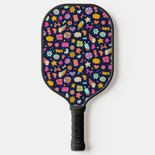 Raquette De Pickleball Coeurs et sucreries de doodle colorés