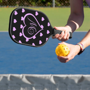 Raquette De Pickleball Coeurs roses amusants et ludiques Personnalisés