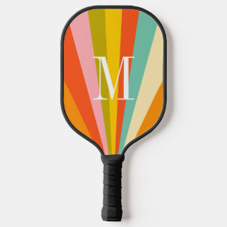 Raquette De Pickleball Colorful stripes retro monogram Pickleball Paddle
