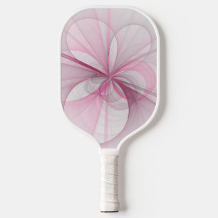 Raquette De Pickleball Conception Abstraite de fractal rose pâle moderne