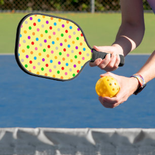 Raquette De Pickleball Conception de points colorés arc-en-ciel de couleu