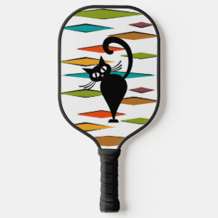 Raquette De Pickleball Conception du chat noir du milieu du siècle