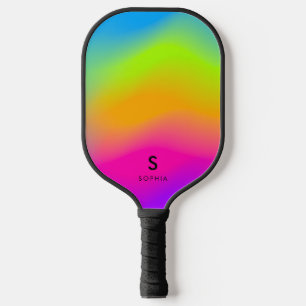 Raquette De Pickleball Cool moderne coloré Neon brillant arc-en-ciel dégr