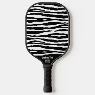 Raquette De Pickleball Cool noir blanc Zèbre bande Imprimer texte personn
