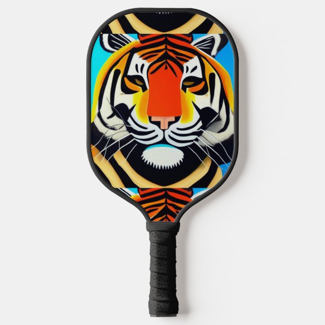 Raquette De Pickleball Cool Tiger Face Art Abstrait (Recto)