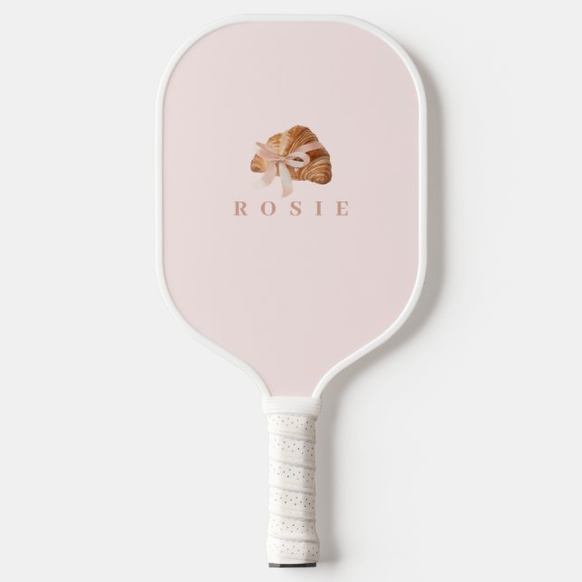Raquette De Pickleball Coquette personnalisée Croissant rose Ribbon (Recto)
