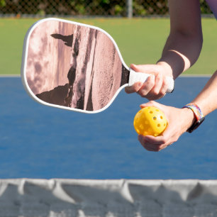 Raquette De Pickleball Coucher de soleil sur la plage de sable noir de Re
