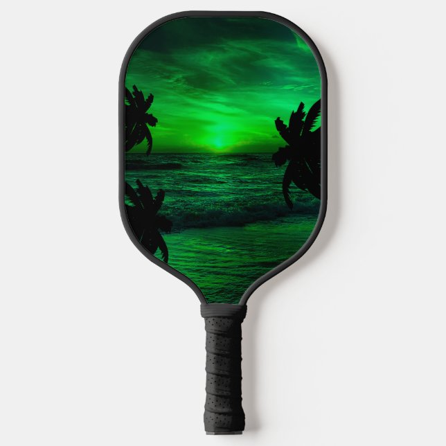 RAQUETTE DE PICKLEBALL COUCHES DE SOLEIL VERTS OCÉAN PITTORESQUE (Recto)