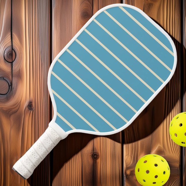 Raquette De Pickleball Couleur ciel Aqua à rayures du milieu du siècle (Créateur téléchargé)