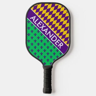 Raquette De Pickleball Couleurs DIY, Mardi Gras Emeraude Violet Or SV