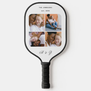 Raquette De Pickleball Couple personnalisé 4 Photo Collage Mariage & Mono