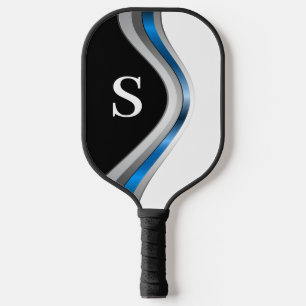 Raquette De Pickleball Courbes métalliques modernes avec Monogramme Initi