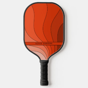 Raquette De Pickleball Courbes ondulées Retro vintage Rouge tonalité sur