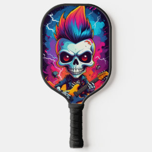 Raquette De Pickleball Crâne de rockeur avec mohawk