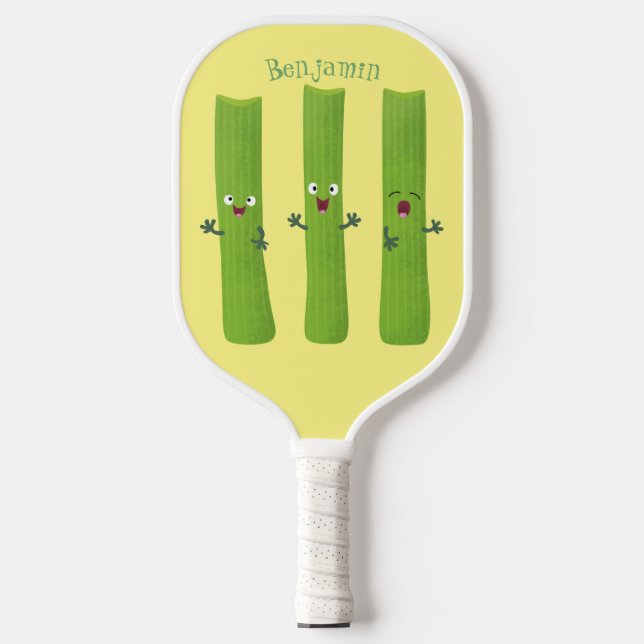 Raquette De Pickleball Cute céleri bâtons trio caricature légumes (Recto)
