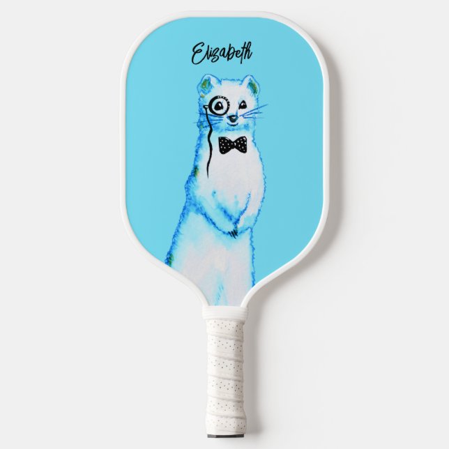 Raquette De Pickleball Cute Ferret Aquarelle Drôle Nom de l'animal (Recto)