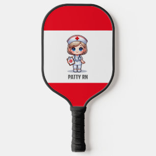 Raquette De Pickleball Cute Manga Nurse avec cheveux blond bleu yeux Pers