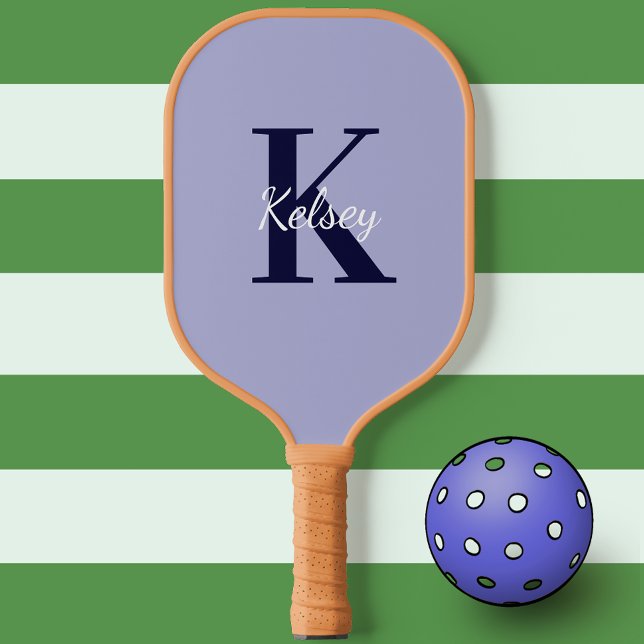 Raquette De Pickleball Cute Pastel Purple Monogrammé Prénom initial (Créateur téléchargé)