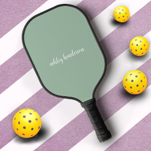 Raquette De Pickleball Cute Preppy Pastel Green Nom complet Monogramme