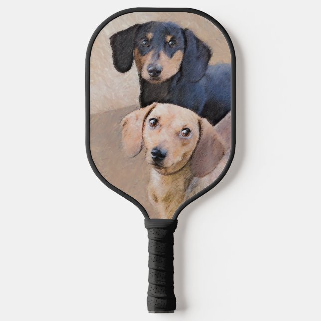 Raquette De Pickleball Dachshund (Smooth) Peinture - Art Chien original (Recto)
