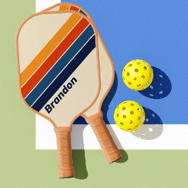 Raquette De Pickleball Desert Retro Arc-en-ciel avec nom