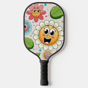 Raquette De Pickleball Design arrière - plan transparent avec fleurs colo