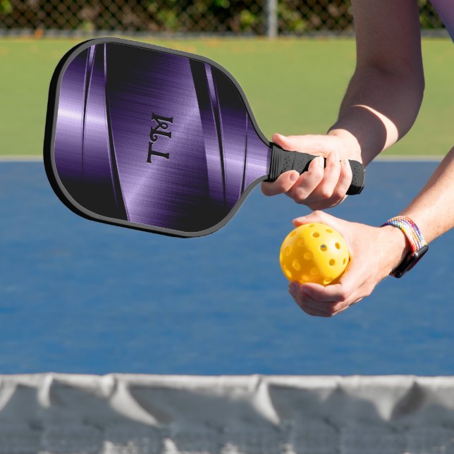 Raquette De Pickleball Design géométrique à texture métallique violet pro (Insitu)