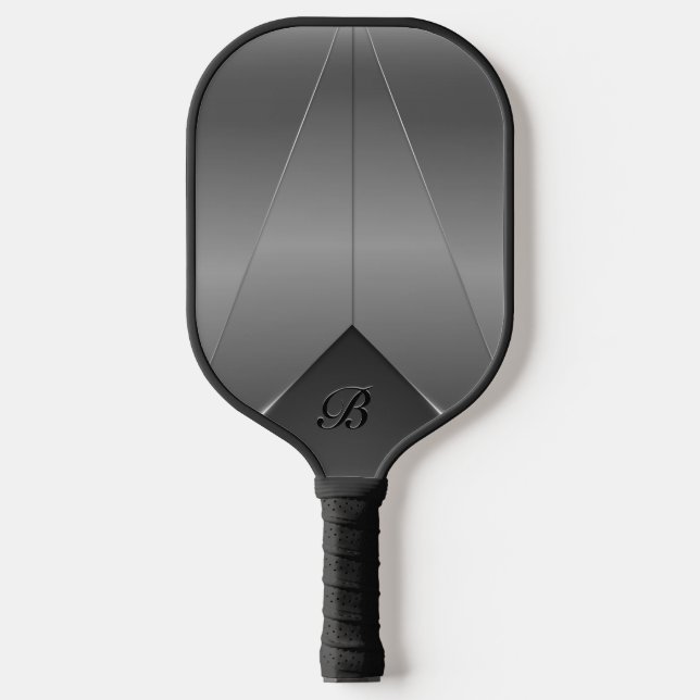 Raquette De Pickleball Design géométrique métallique gris argenté (Recto)