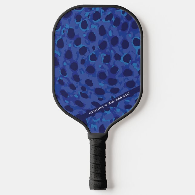 Raquette De Pickleball Designer Empreinte de léopard animal bleu personna (Recto)