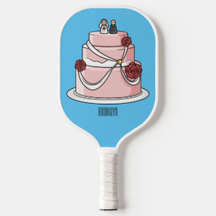 Raquette De Pickleball dessin animé de gâteau mariage