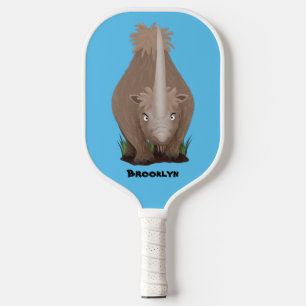 Raquette De Pickleball Dessin animé de rhinocéros laineux mignon elasmoth