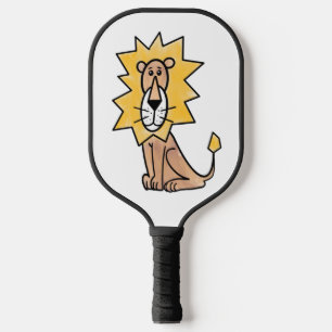 Raquette De Pickleball dessin animé lion mignon enfants rétro safari jung