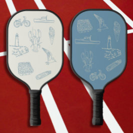 Raquette De Pickleball Dessin de la ligne bleue Dusty de la Nouvelle-Angl