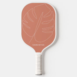Raquette De Pickleball Dessin de ligne tropicale Pastel Tangerine