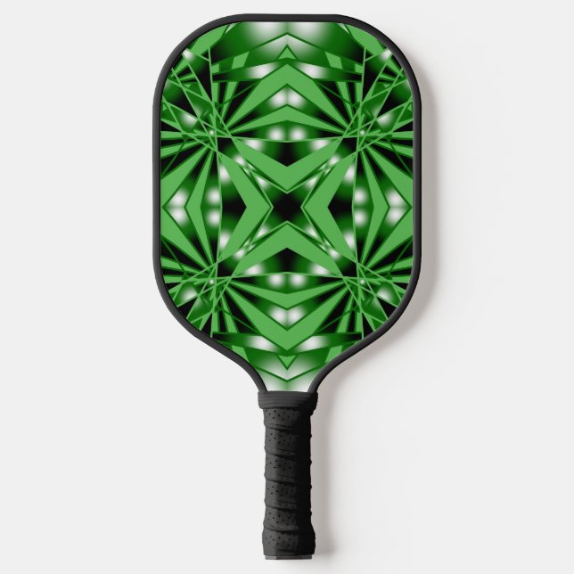 Raquette De Pickleball Dessin en perspective avec dégradé vert (Recto)