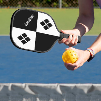 Raquette De Pickleball Diamants Noir et Blanc | Géométrique Moderne Perso