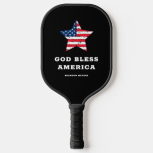 Raquette De Pickleball Dieu bénisse l'Amérique   American Flag Star et so