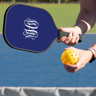 Raquette De Pickleball DIY fond monogrammé grec clé vigne blanc Navy