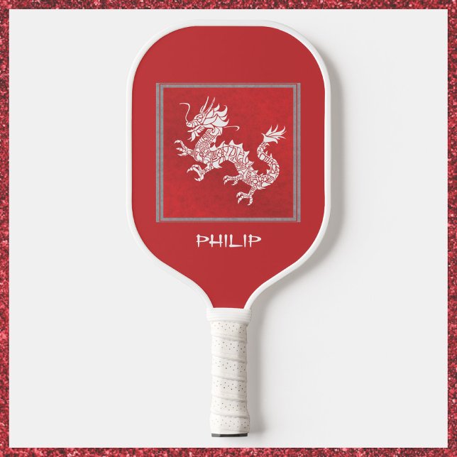 Raquette De Pickleball Dragon rouge et blanc (Créateur téléchargé)