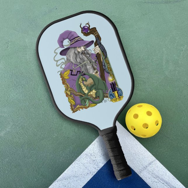Raquette De Pickleball Dragon Sorcier Celtique Fantastique Violet (Créateur téléchargé)