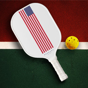 Raquette De Pickleball Drapeau américain moderne du 4 juillet avec nom pe